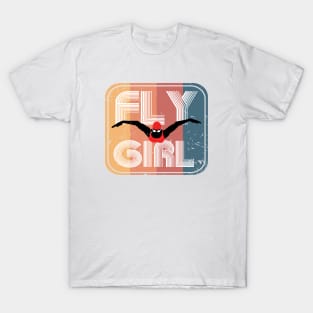 Retro Fly Girl Womens Swimming 1 T-Shirt